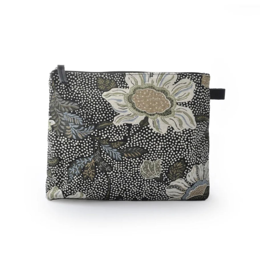 Sminkväska svart Cosmetic Bag ”Flower Linen” (S), Ceannis