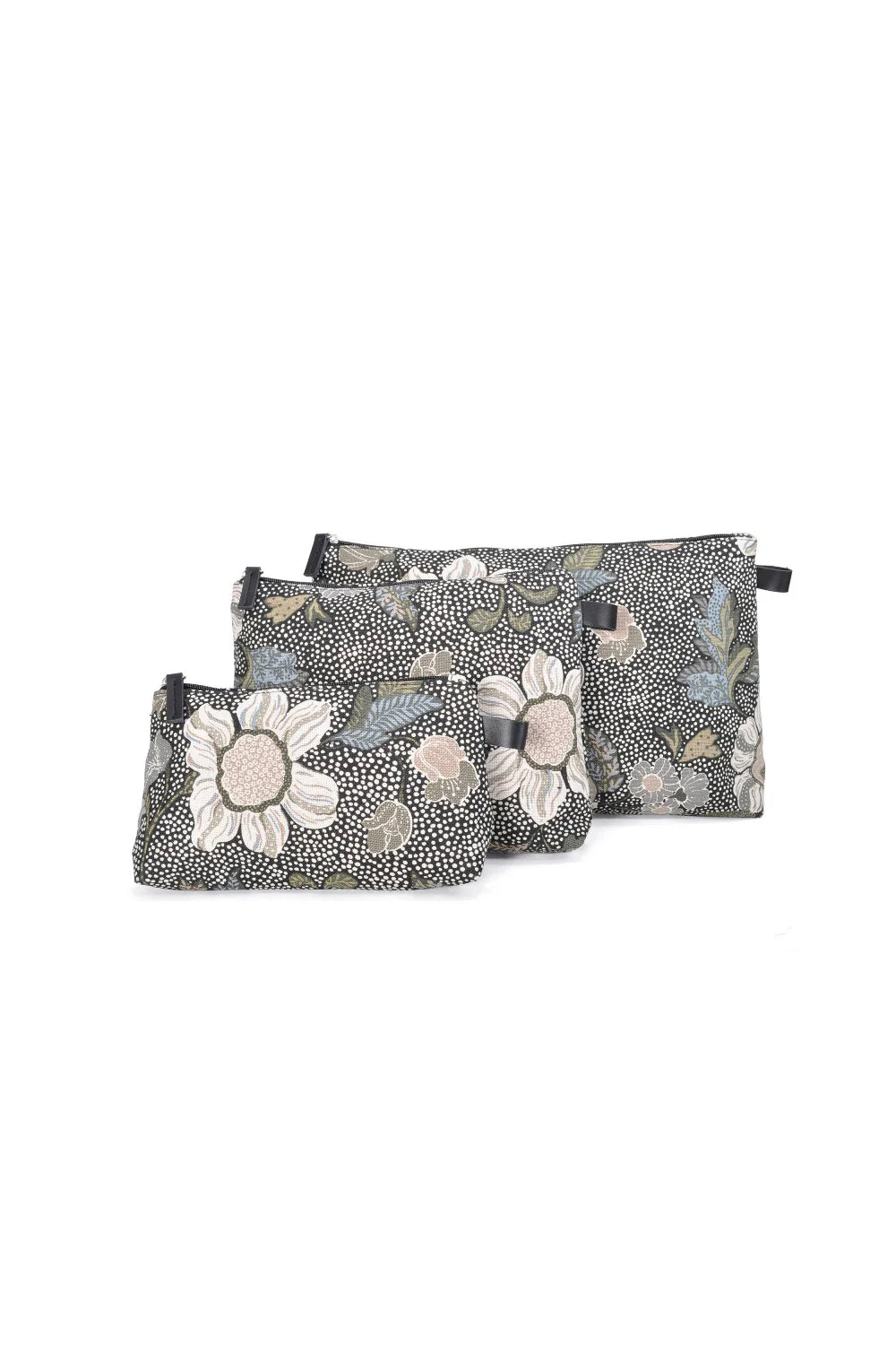 Sminkväska svart Cosmetic Bag ”Flower Linen” (S), Ceannis