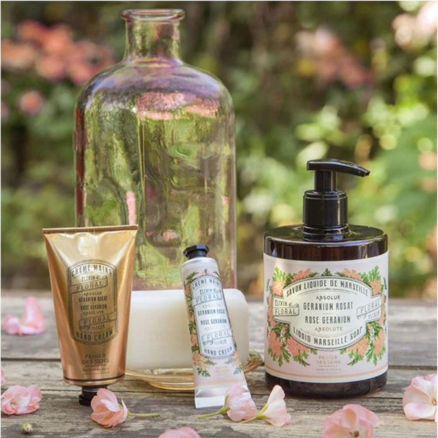 Lyxig handtvål Ros Marseille Soap Rose Gerannium, Panier Des Sens 500ml