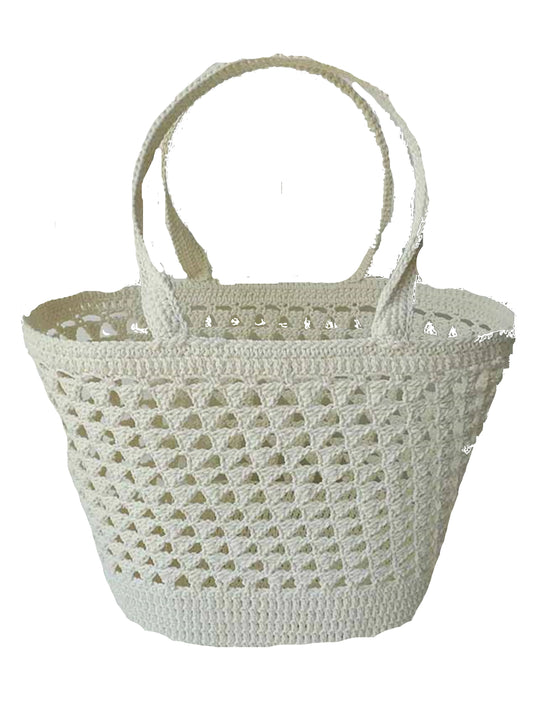 Vit korgväska Rectangle Crochet Basker White, Ceannis